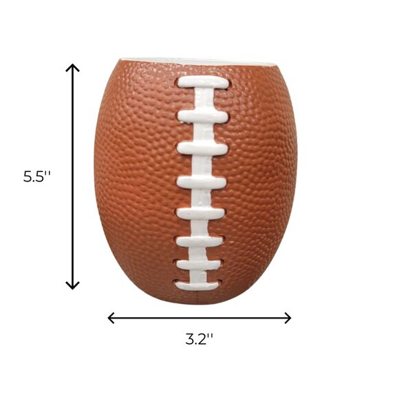 3D Printed Football Pencil Holder, Brown Desk Organizer, 5.5″ Unique Office Déc - Picture 3 of 5